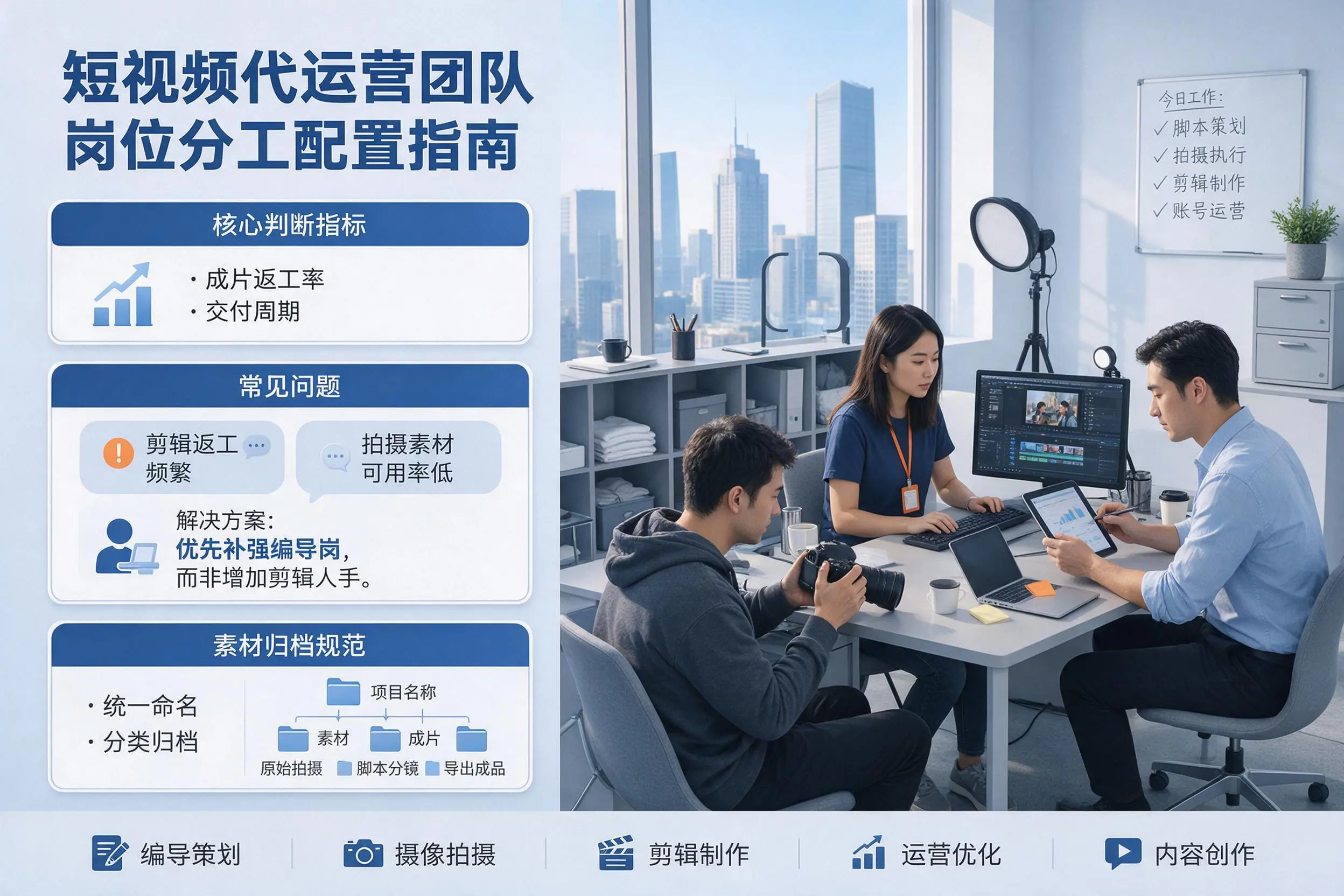短视频代运营团队如何配置？福建企业岗位分工科普说明