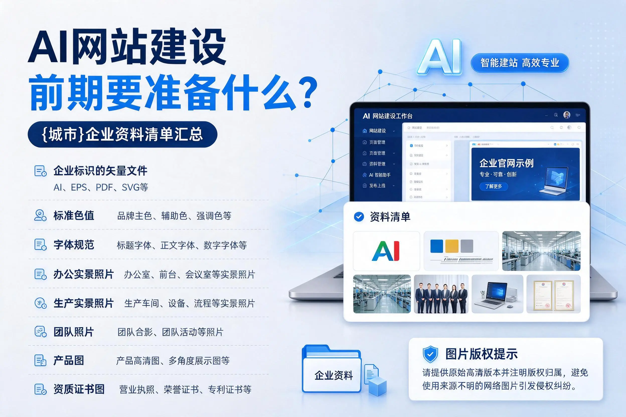 AI网站建设前期要准备什么?福建企业资料清单汇总